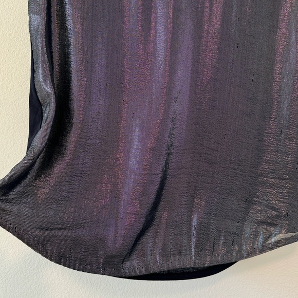 J.Crew Metallic Front Silk Blend Curved Hem Scoop Neck Blue Sleeveless Top Small - Picture 7 of 14